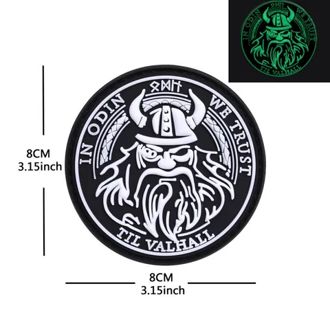 Viking Runes Odin Symbol PVC Tactical Morale Patch Hook And Loop Backpack Badge Military Armband Outdoor Gear