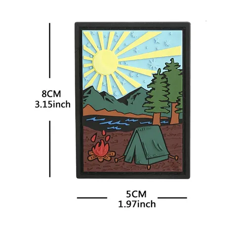 Outdoor Camping Moral Aufnäher PVC Taktische Klettverschluss Abzeichen Natur Landschaft Camping Rucksack Hut Patch Emblem