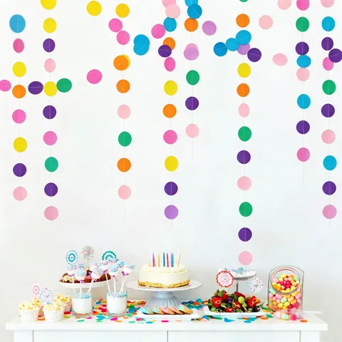 Guirlanda de Banner de Círculo de Papel Macarrón Colorido Decoración de Fiesta de Cumpleaños Infantil Serpentina Colgante