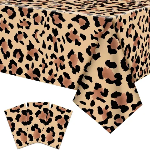 Disposable Leopard Print Plastic Tablecloth Waterproof Table Cover For Kids Birthday Party Table Decoration Supplies