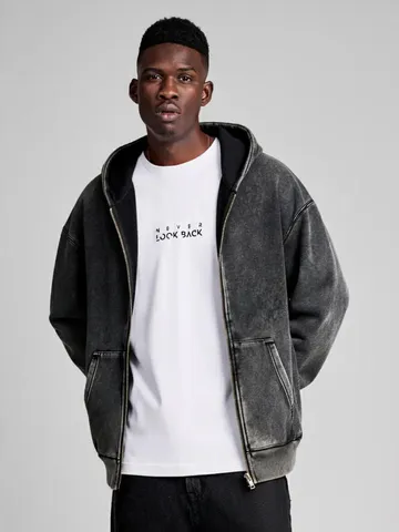 Men's Fleece Lined Thickened Hooded Cardigan Sweatshirt Vintage Washed Cotton Long Sleeve Full Zip Loose Fit Winter Top