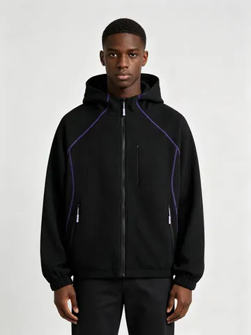 Herren Casual Kapuze Waffle Reißverschluss Jacke Winter Langarm Voll Reißverschluss Oberbekleidung Einfarbig Lose Fit Mode Mantel