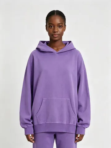 Unisex Vintage Gewaschener Schwerer Baumwoll Kapuzenpullover Locker Lässig Langarm Pullover Hoodie