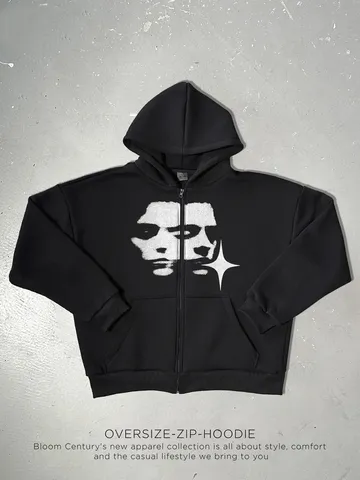 Hommes Femmes Rétro Streetwear Sweat à Capuche Unisex Oversize Fermeture Éclair Sweat-shirt Imprimé Portrait Casual Manches Longues Veste