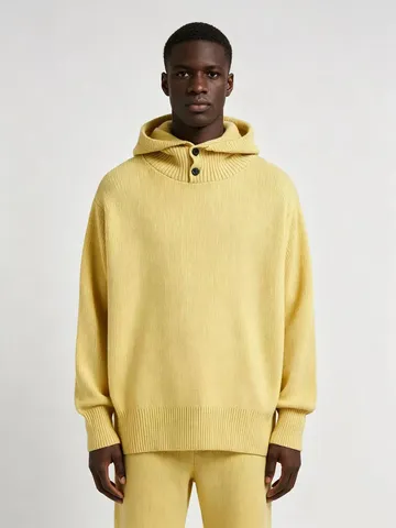 Herren Herbst Winter Lässig Kapuze Rollkragen Pullover Langarm Einfarbig Strickware Regular Fit Warmes Oberteil