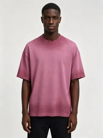 Herren Vintage Used-Look Oversize Baumwolle T-Shirt Lässig Kurzarm Rundhals Drop Shoulder Lockeres Sommer Shirt Streetwear