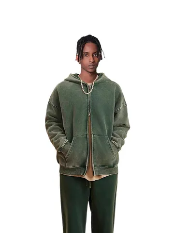Herren Amerikanisch Retro Gewaschen Gefüttert Kapuzenpullover Locker Lässig Übergroß Kapuzensweatshirt Winter Oberbekleidung