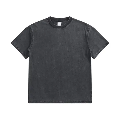 Herren Schweres Oversize Vintage Waschen Baumwolle Rundhalsausschnitt Kurzarm T-Shirt Lose Passform Casual Schultergesenktes Oberteil