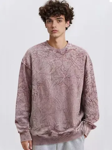 Unisex Batik Rundhals Sweatshirt Lässiges Langarm Oversized Pullover Oberteil
