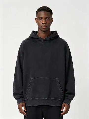 Unisex Vintage Gewaschener Schwerer Baumwoll Kapuzenpullover Locker Lässig Langarm Pullover Hoodie