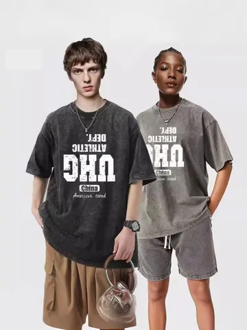 Herren Vintage Washed Baumwolle T-Shirt Lässiges Loses Oversized Kurzarm Grafik Tee Top