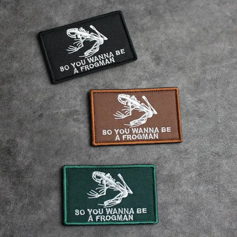 Tactical Skull Frog Embroidered Patch Military Morale Badge Hook And Loop Applique For Backpack Clothes Tactical Gear