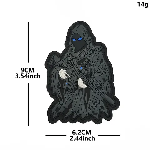 Tactical PVC Morale Patch Ghost Soldier Military Badge Backpack Applique Badge Outdoor Decorative Patch