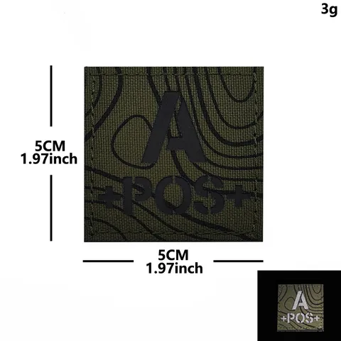 Parche Táctico de Grupo Sanguíneo Luminoso Gancho y Bucle Insignia Militar de Moral Chaleco Exterior Insignia de Bordado