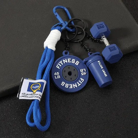 Llavero de Fitness de PVC Colgante de Bolsa Deportiva Barra Pesas Rusa Mancuerna Llavero