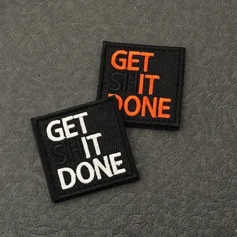 Embroidered Tactical Morale Patch Get Shit Done Letter Badge Hook Backing Polyester Badge For Backpack Hat Apparel