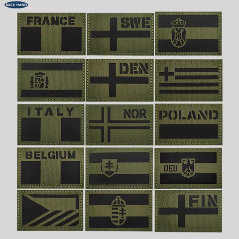 Parche de Bandera Militar Táctico para Exteriores Insignia Reflectante Infrarroja con Velcro