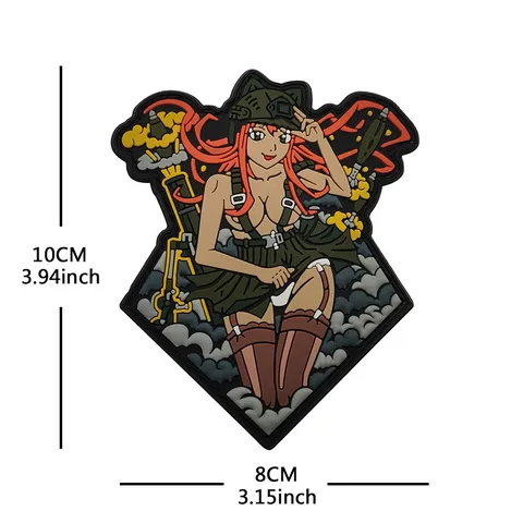 Tactical PVC Morale Patch Cartoon Skull Night Vision Eyeball Anime Girl Hook Backing Badge For Military Backpack Hat