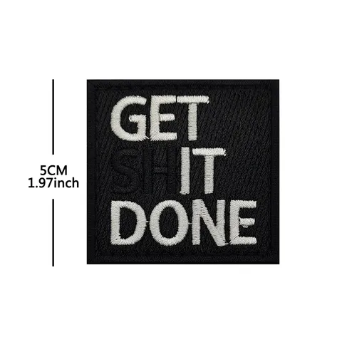 Embroidered Tactical Morale Patch Get Shit Done Letter Badge Hook Backing Polyester Badge For Backpack Hat Apparel