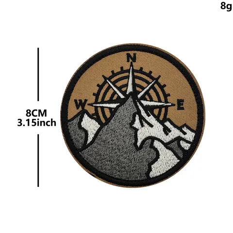 Tactical Embroidered Mountain Compass Badge Military Morale Armband Hook Loop Patch