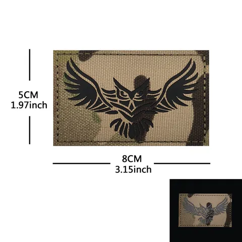 Tactical Owl Embroidered Patch Laser Cut Hook And Loop Reflective Badge Polyester Backpack Clothing Accessories