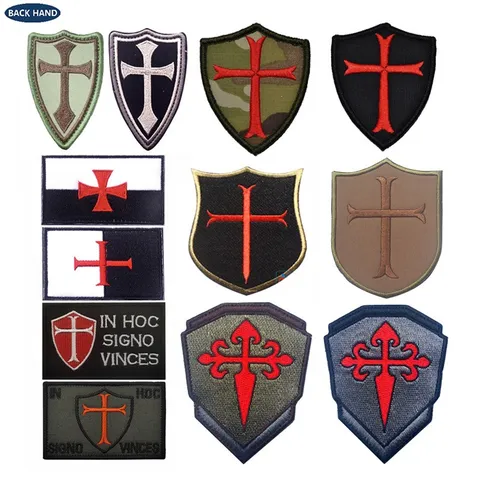 Outdoor Tactical Morale Patch Crusader Shield Templar Knight Embroidered Badge Hook And Loop Military Patch
