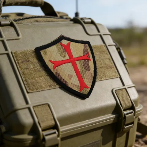 Embroidered Cross Shield Templar Crusader Tactical Morale Patch Hook And Loop Military Badge Applique For Backpack Hat