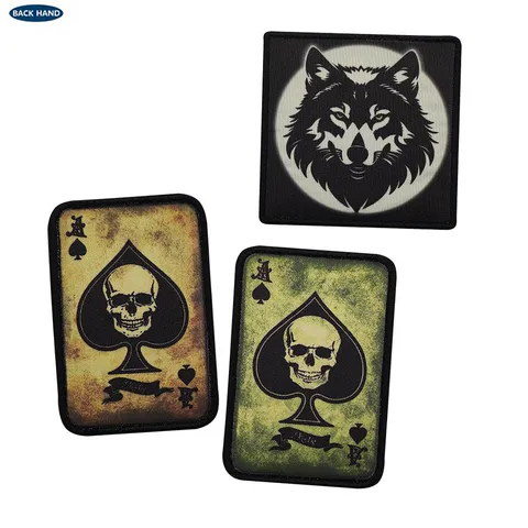 Tactical Morale Patch Woven Label Printing Spade A Skull Wolf Head Backpack Patch Creative Badge Cloth Patch
