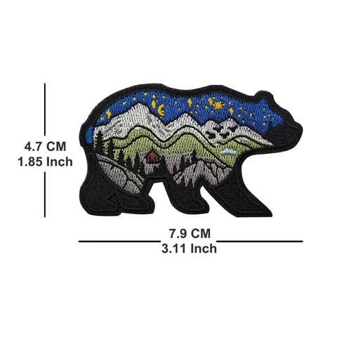 Parche Bordado de Paisaje de Oso Polar Táctico Aventura al Aire Libre Mochila de Senderismo Ropa Insignia de Aplicación Decorativa
