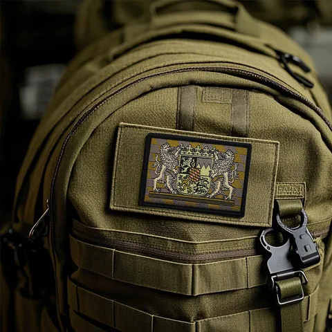 German Bavaria State Flag Tactical Patch Embroidered Double Lion Crest Badge Hook And Backing For Bags Clothing
