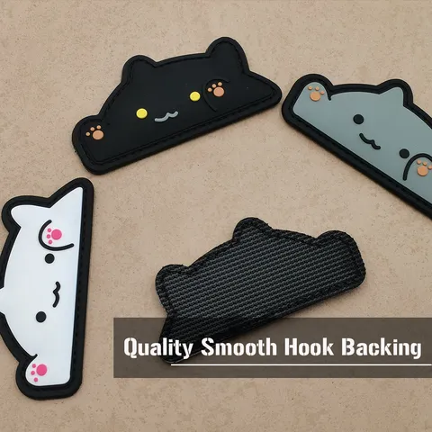Parche Táctico de Gato de Dibujos Animados Lindo Bordado PVC Insignia de Gancho y Bucle para Mochilas Gorras Ropa
