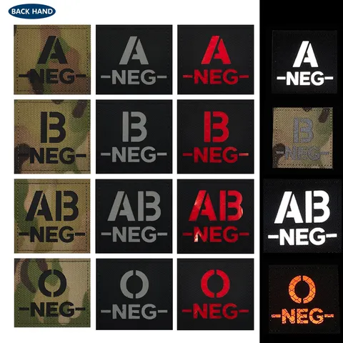 Parche Táctico Bordado Grupo Sanguíneo Reflectante IR Insignia Militar Moral Respaldo Gancho