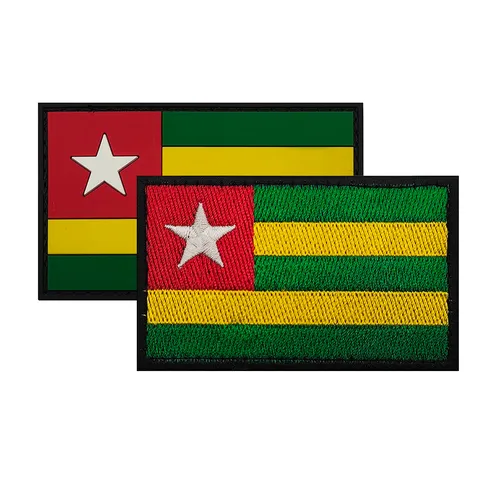 Togo National Flag Tactical Patch Embroidered PVC Rubber Badge Hook And Loop For Backpacks And Hats