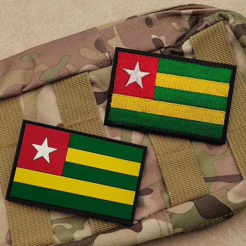 Togo National Flag Tactical Patch Embroidered PVC Rubber Badge Hook And Loop For Backpacks And Hats