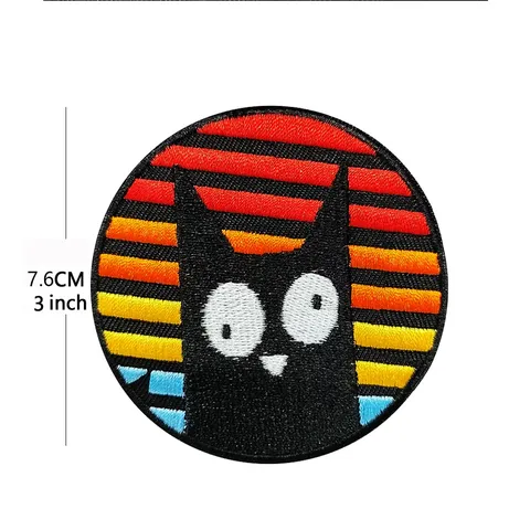 Gato Divertido Parche Bordado Insignia Táctica De Gancho Y Bucle Insignia De Animal De Dibujos Animados Para Mochila Ropa Chaqueta