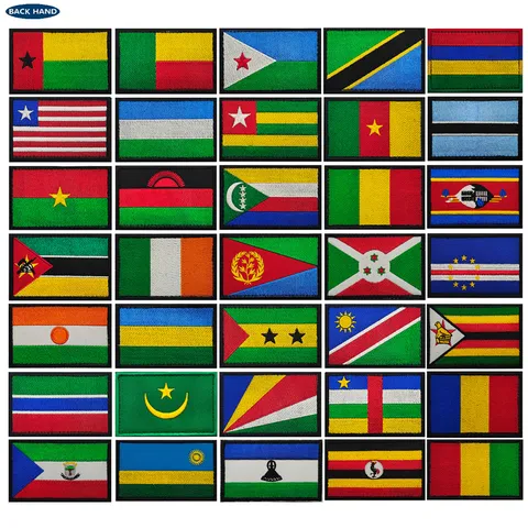 Outdoor Tactical Backpack Patch African National Flags Embroidery Hook And Loop Badge Military Morale Applique