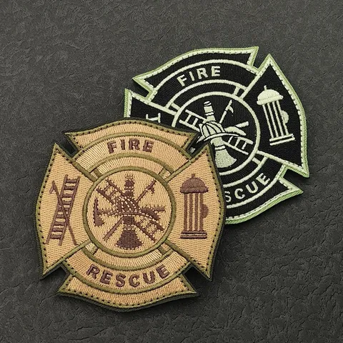 Embroidered Fire Rescue Patch Tactical Vest Hook And Loop Badge Outdoor Clothing Garment Decoration Applique