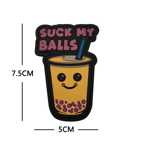 Neuheit Bubble Tea PVC Klettverschluss Aufnäher Lustiger Slogan Rucksack Taktische Moral Abzeichen Kleidung Zubehör