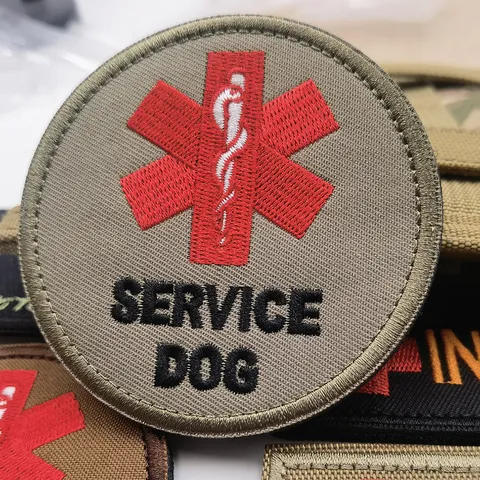 Service Dog Patch Tactical Embroidered Morale Patches Hook and Loop Dog Harness Vest Badge Applique