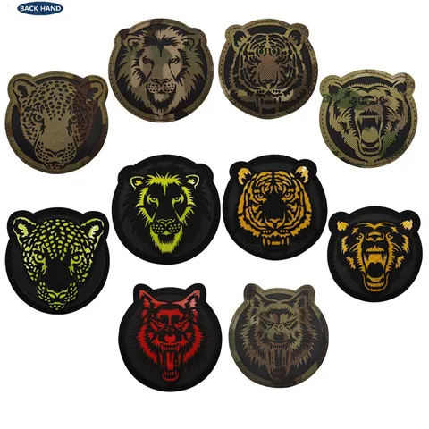 Tactical Morale Patch Reflective Animal Badge Lion Tiger Wolf Velcro Patch Nylon Fabric Patch For Backpack Clothing