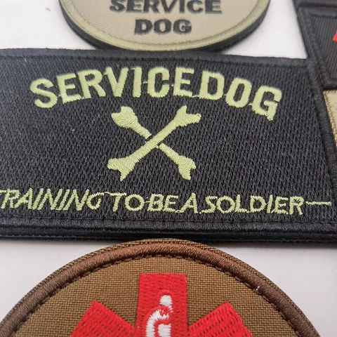 Service Dog Patch Tactical Embroidered Morale Patches Hook and Loop Dog Harness Vest Badge Applique