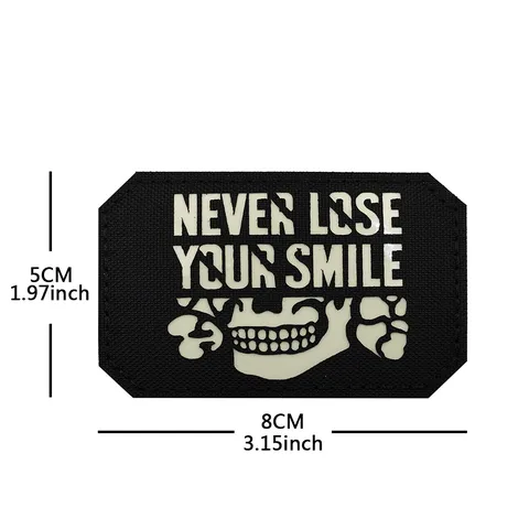 Tactical Morale Patch Luminous Hook and Loop Military Armband Never Lose Your Smile Badge for Backpack Hat
