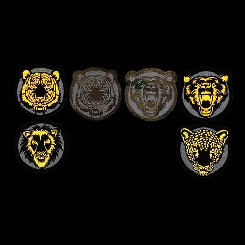 Tactical Morale Patch Reflective Animal Badge Lion Tiger Wolf Velcro Patch Nylon Fabric Patch For Backpack Clothing