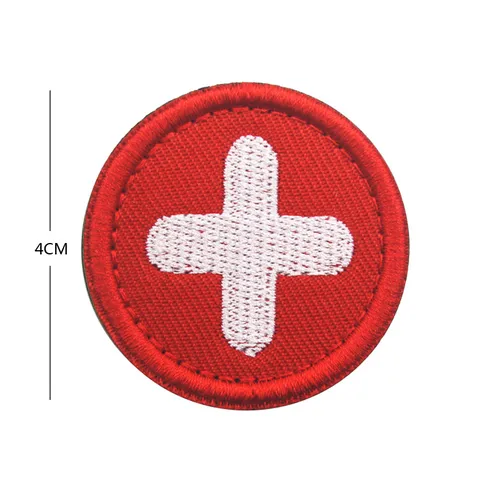 Round Cross Embroidery Patch Tactical Military Morale Badge Hook And Loop Cloth Applique For Clothing Hats Backpacks