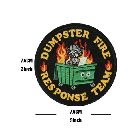 Raccoon Firefighter Embroidered Patch Cute Animal Tactical Morale Badge Hook And Loop Applique For Clothes Bags Hats