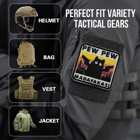 Novelty Funny Cat Tactical Embroidery Patch Slogan Morale Badge Hook And Loop Applique For Clothing Backpack Hat Decor