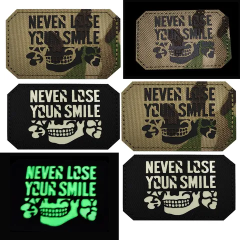 Tactical Morale Patch Luminous Hook and Loop Military Armband Never Lose Your Smile Badge for Backpack Hat