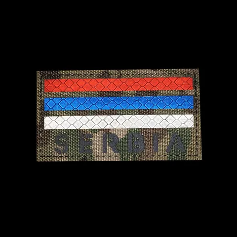 Serbia Flag Morale Patch Laser Cut Reflective Tactical Military Armband Hook And Backing Badge For Backpack Hat