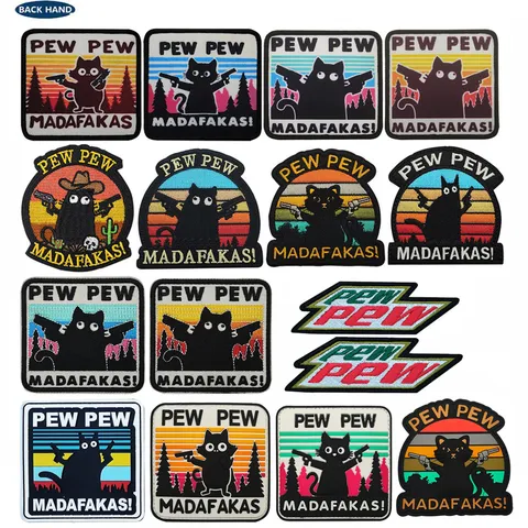 Novelty Funny Cat Tactical Embroidery Patch Slogan Morale Badge Hook And Loop Applique For Clothing Backpack Hat Decor