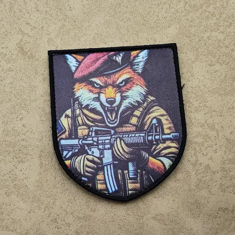 Tactical Animal Morale Patch Embroidered Military Fox Shark Raven Lion Badge Hook and Loop Patch For Backpack Hat
